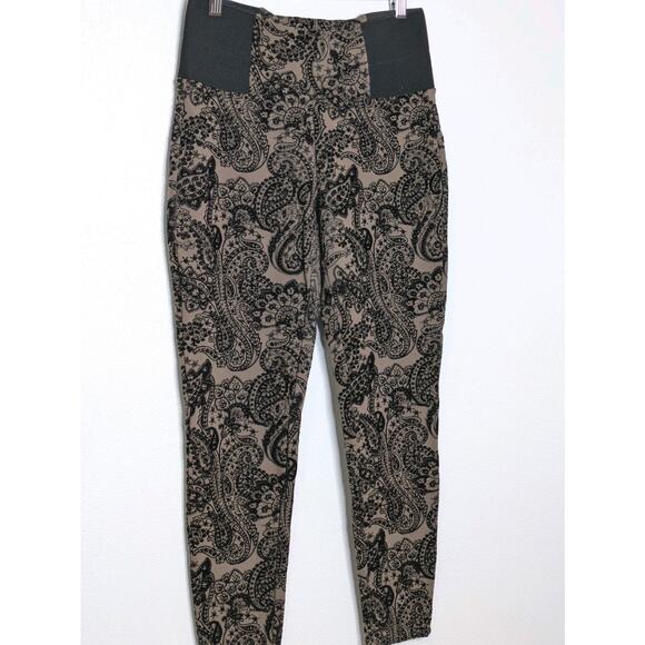 Maurice Paisley Brown Black Textured Stretch Pants Women’s Size M - Picture 2 of 7
